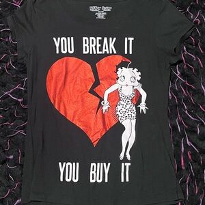 Betty Boop Black Cotton Blend Tee